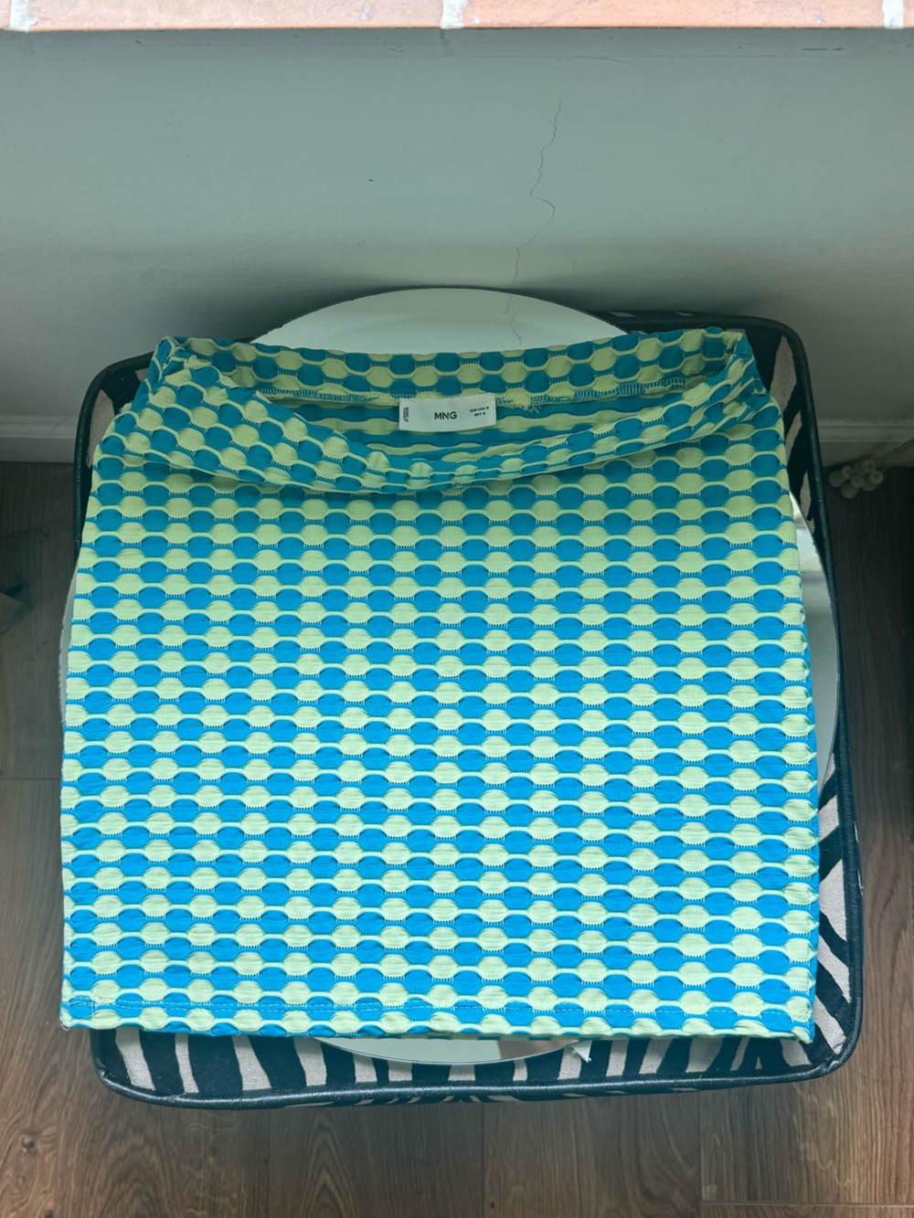 Mango Blue and Yellow/Green Mini Skirt